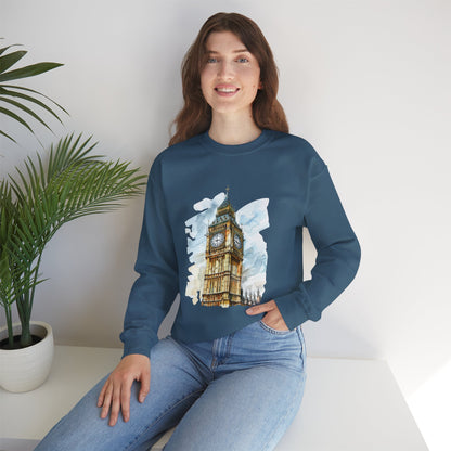 Unisex Heavy Blend™ Crewneck Sweatshirt - Towering Time - Big Ben and British Heritage