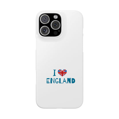 I Love England Slim Phone Case, UK Pride Phone Cover, Gift for Travelers, Smartphone Accessory, England Souvenir Case