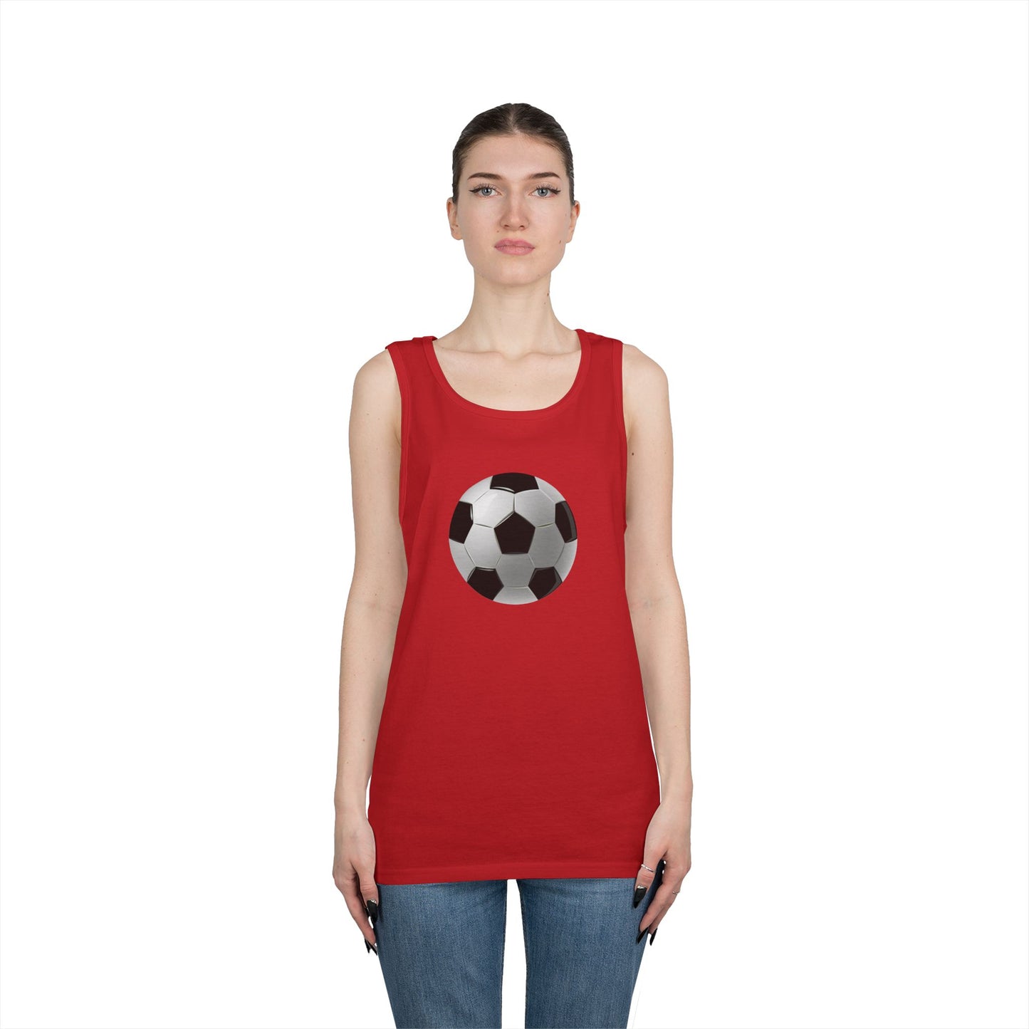 Unisex Heavy Cotton Tank Top - Dynamic Football Design - Sports Passion and Energy