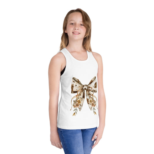 Charming Floral Bow Kid's Jersey Tank Top - Perfect for Summer Fun & Special Occasions