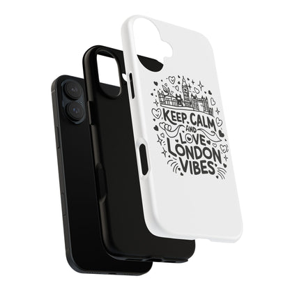 London Vibes Phone Case – Keep Calm Design, iPhone Accessories, Gift for Travelers, London Souvenir, Unique Cell Phone Cover
