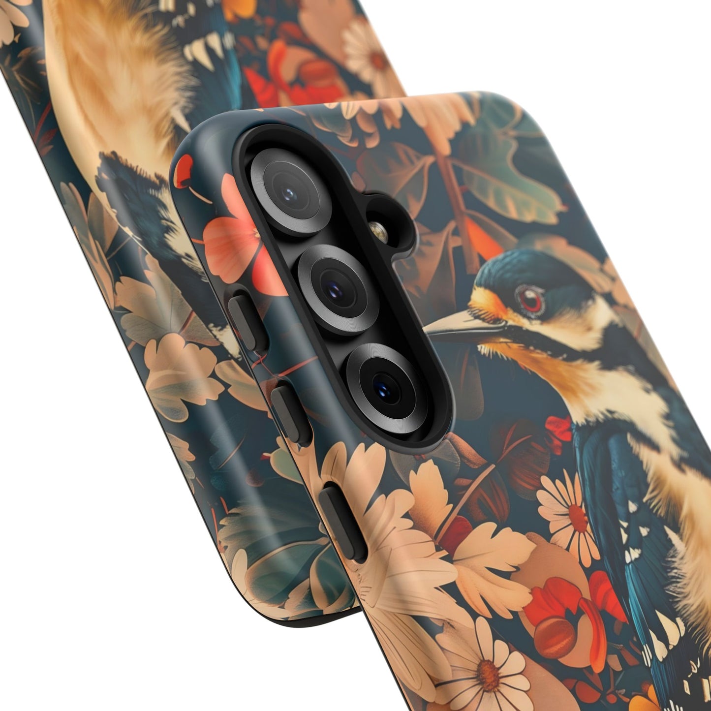 Artistic Bird Phone Case, Unique Tough Cases for Nature Lovers, Floral Design, Cute Gift, Customized Phone Accessories
