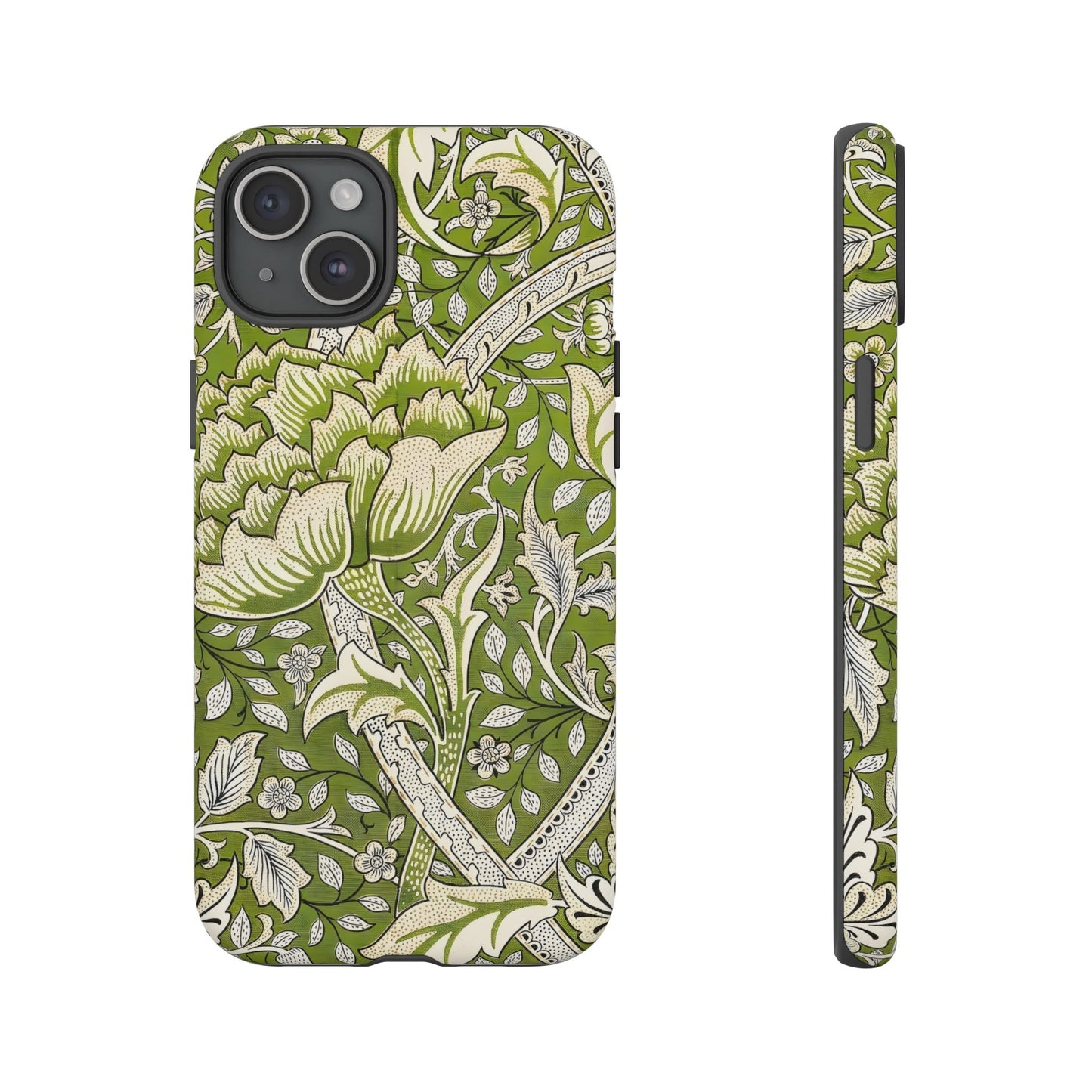 Stylish Phone Case with Floral Design, Durable Protective Cover for iPhone, Unique Gift for Birthdays, Mother's Day, Green Aesthetic