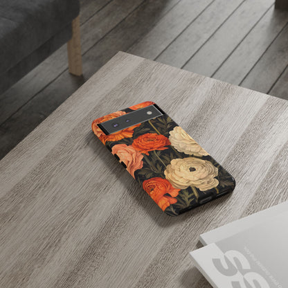 Floral Phone Case with Tough Protection, Blooming Ranunculus Design, Durable Cover, Gift for Flower Lovers, Eco-Friendly Phone Accessory