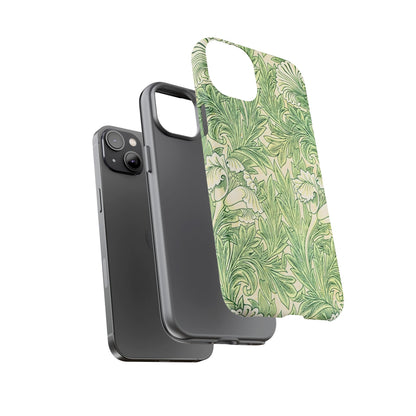 Green Floral Phone Case, Botanical iPhone Cover, Tough Phone Shell, Nature-inspired Gift, Eco-friendly Tech Accessory