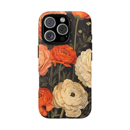 Floral Phone Case with Tough Protection, Blooming Ranunculus Design, Durable Cover, Gift for Flower Lovers, Eco-Friendly Phone Accessory