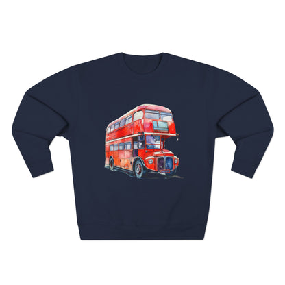 Unisex Crewneck Sweatshirt - London Transport English Bus Red Double-Decker
