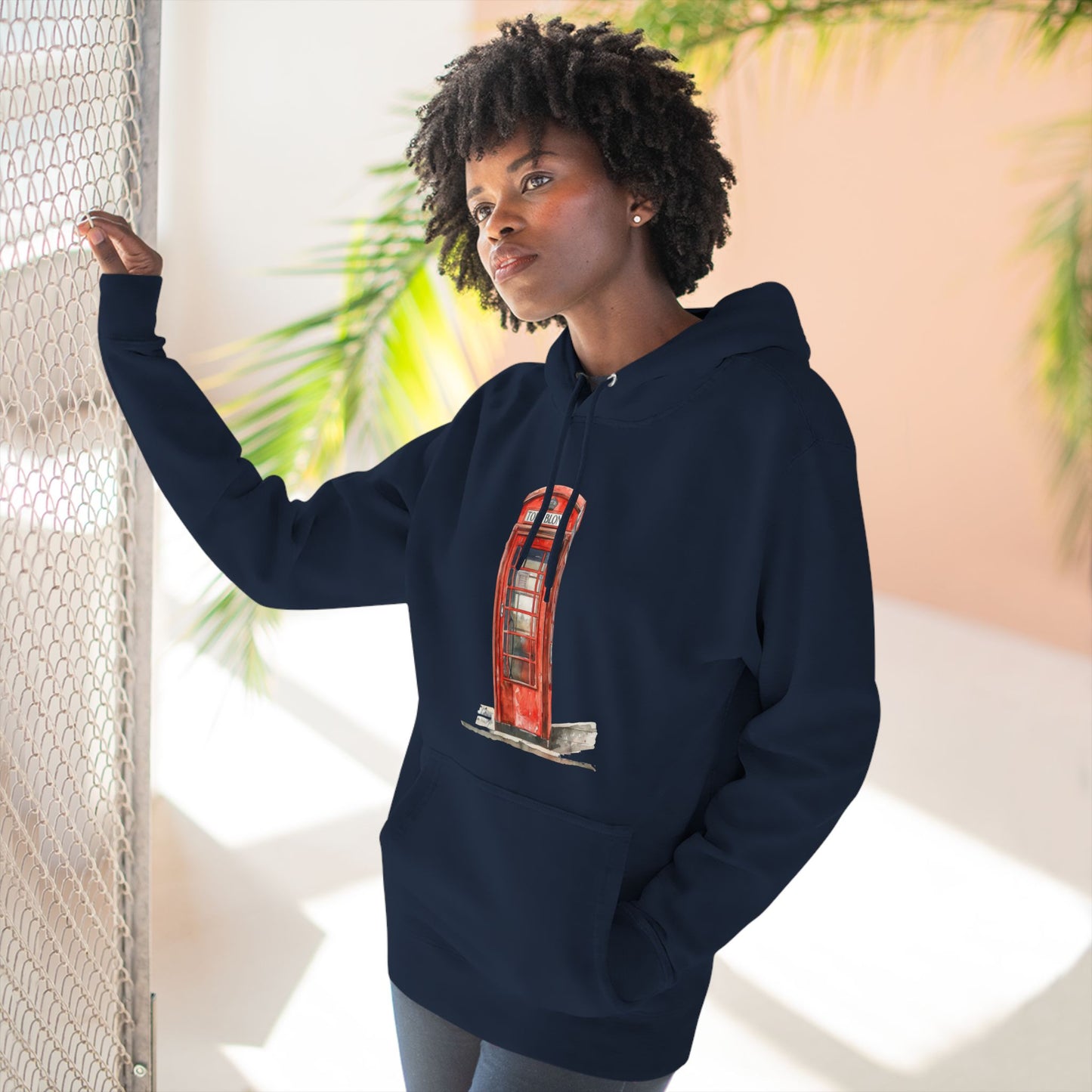 Iconic British Red Telephone Versatile Three-Panel Fleece Hoodie