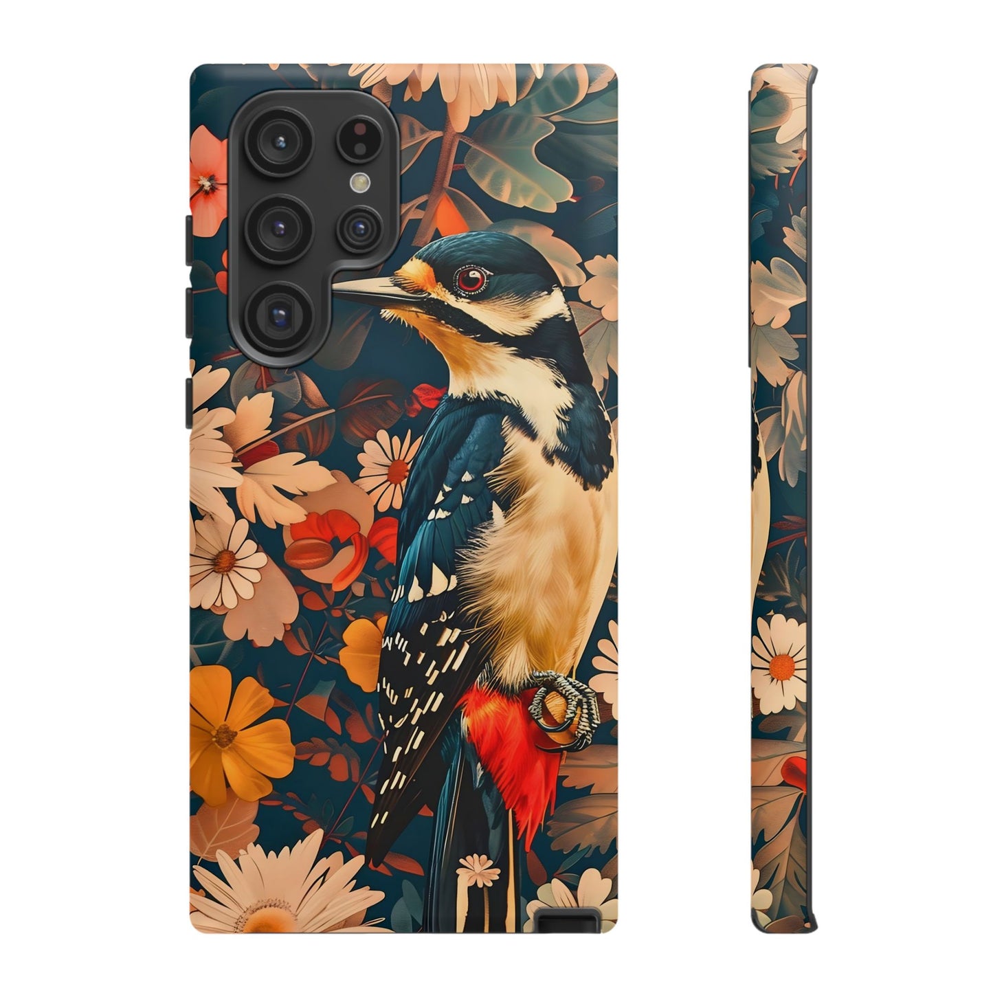 Artistic Bird Phone Case, Unique Tough Cases for Nature Lovers, Floral Design, Cute Gift, Customized Phone Accessories