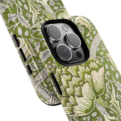 Stylish Phone Case with Floral Design, Durable Protective Cover for iPhone, Unique Gift for Birthdays, Mother's Day, Green Aesthetic