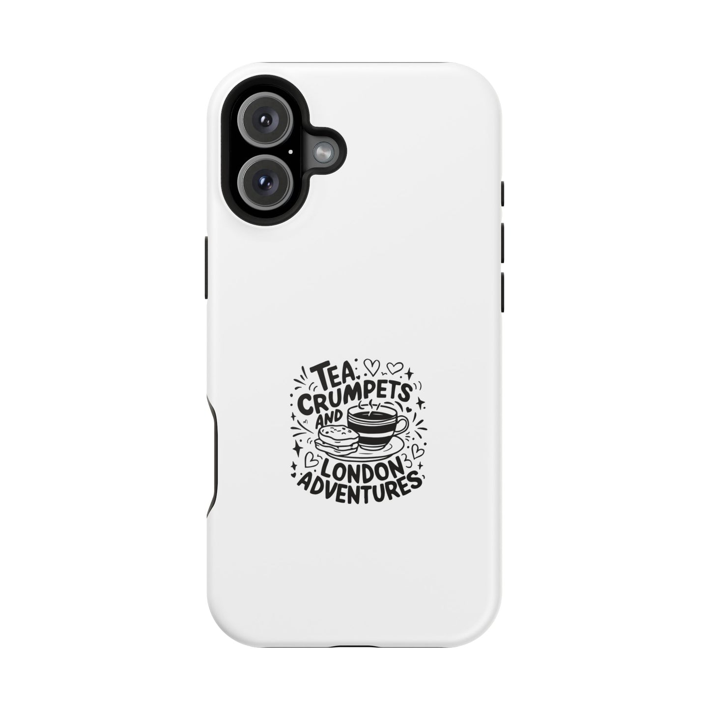 Magnetic Phone Case - Tea Crumpets London Adventures, Gift for Travelers, Cute Phone Cover, Unique Phone Accessory, Fun Design