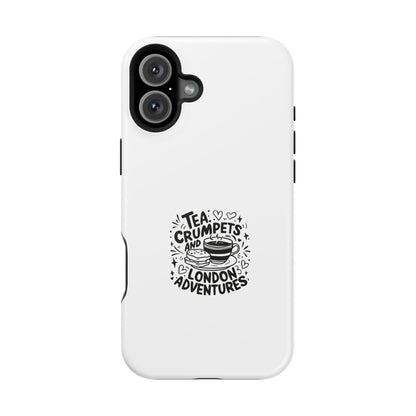 Magnetic Phone Case - Tea Crumpets London Adventures, Gift for Travelers, Cute Phone Cover, Unique Phone Accessory, Fun Design