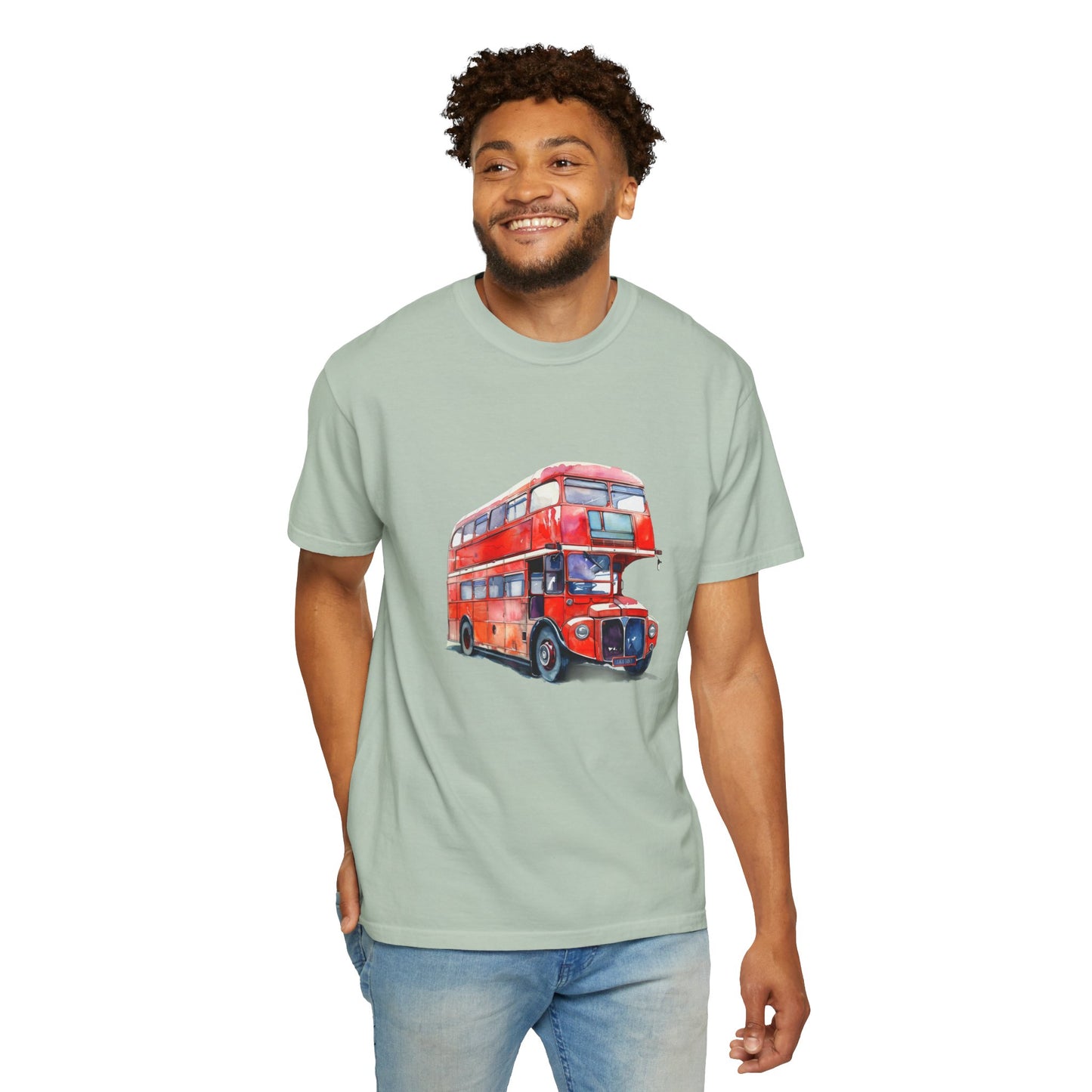 Unisex Garment-Dyed T-shirt - Timeless London Transport: The Red Bus