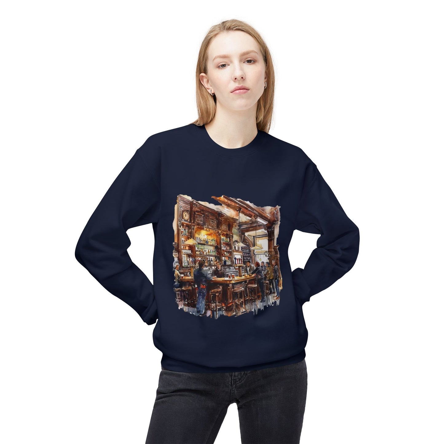 Unisex Midweight Softstyle Fleece Crewneck Sweatshirt - The Cozy British Pub Vibe