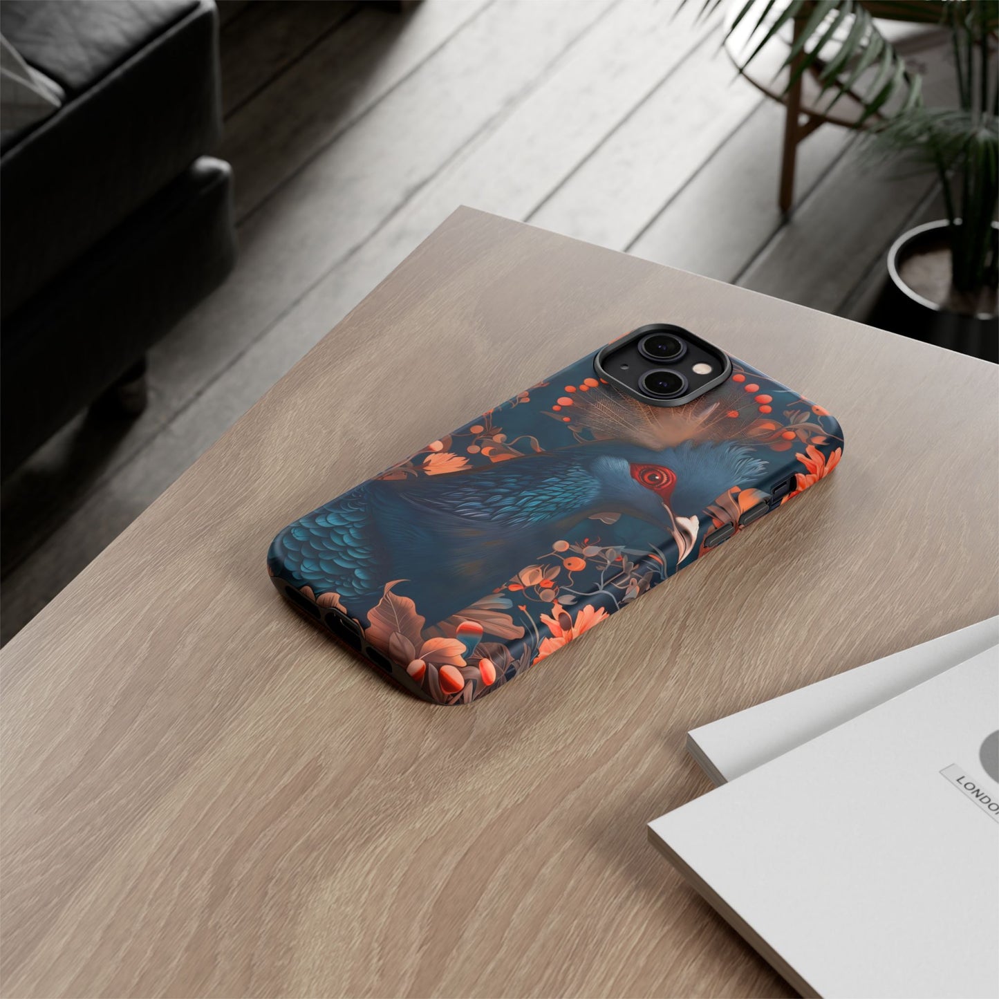 Vibrant Phone Case with Floral Peacock Design - Tough Cases, Artistic Phone Cover, Unique Gift for Nature Lovers, Stand Out Tech Accessory