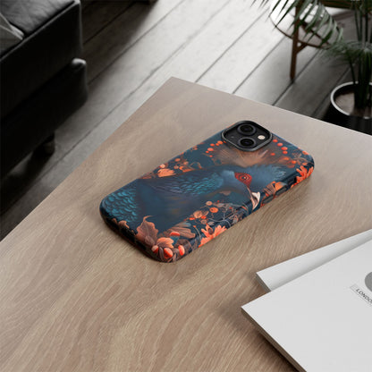 Vibrant Phone Case with Floral Peacock Design - Tough Cases, Artistic Phone Cover, Unique Gift for Nature Lovers, Stand Out Tech Accessory
