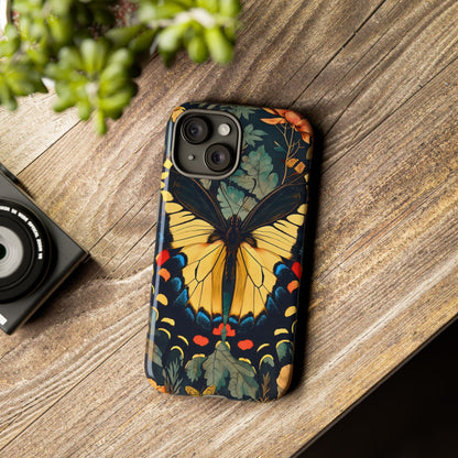 Butterfly Floral Phone Case, Art-inspire Tough Case, Gift for Nature Lovers, Butterfly Pattern Cover, Eco-Friendly Mobile Accessory