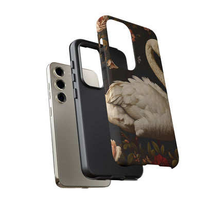 Elegant Swan Phone Case, Floral iPhone Cover, Tough Phone Case, Gift for Her, Nature Lover, Mother's Day, Birthday