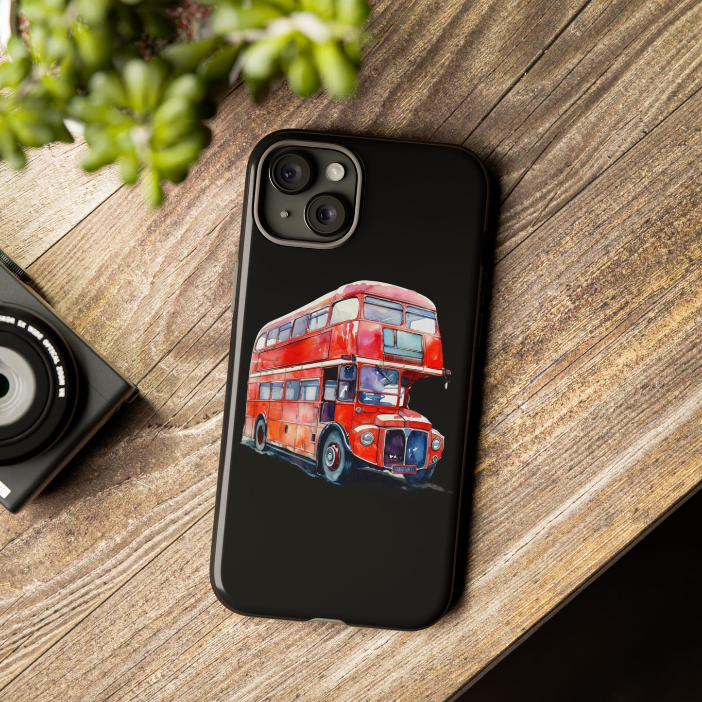 London Bus Phone Case, Tough iPhone Cover, Unique Gift for Travelers, Vintage Style Accessories, Holiday Present Idea