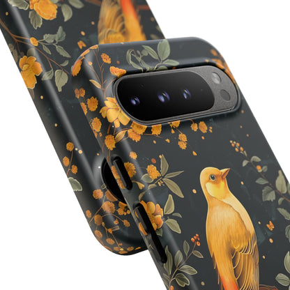 Floral Phone Case, Tough Cases with Bird Design, Nature Lover Gift, Stylish Protection, Birthday Present, Floral Phone Cover
