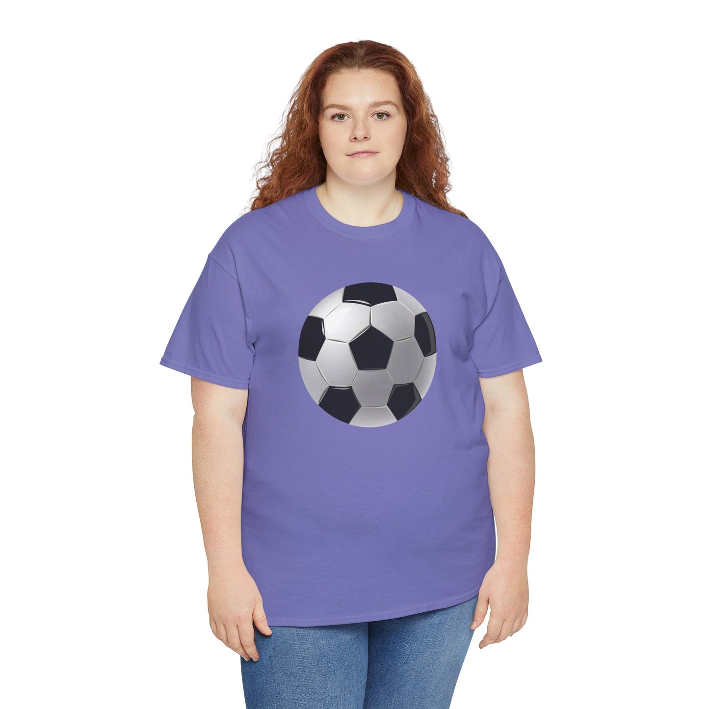 Unisex Heavy Cotton Tee - Dynamic Football Design - Sports Passion and Energy