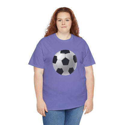 Unisex Heavy Cotton Tee - Dynamic Football Design - Sports Passion and Energy