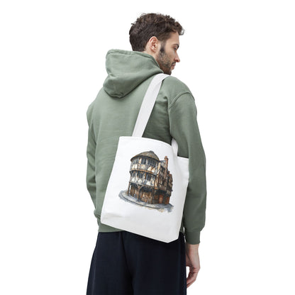 Charming Heritage Tote Bag, Eco-Friendly Tote, Travel Essential Bag, Stylish Shopping Bag, Vintage Architectural Design