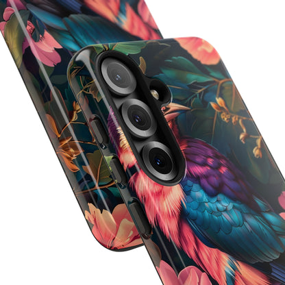 Vibrant Phone Case, Tropical Bird Design, Tough Phone Cover, Floral Tech Accessory, Gift for Nature Lovers
