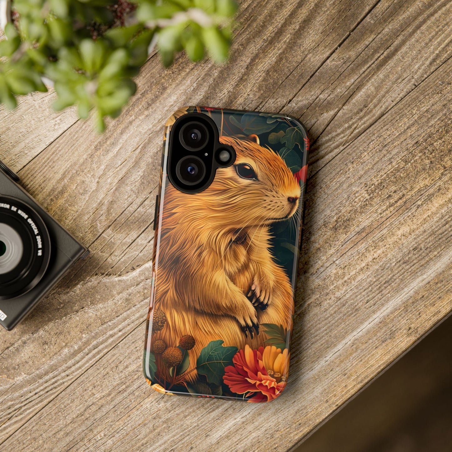 Cute Animal Phone Case, Floral Design Tough Cases for Nature Lovers, Gifts for Her, Customizable Mobile Accessory, Pet Lover Phone Cover