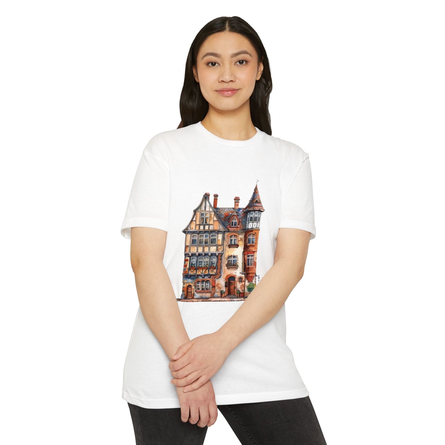 Unisex CVC Jersey T-shirt - Village Serenity - The Classic English Countryside Home