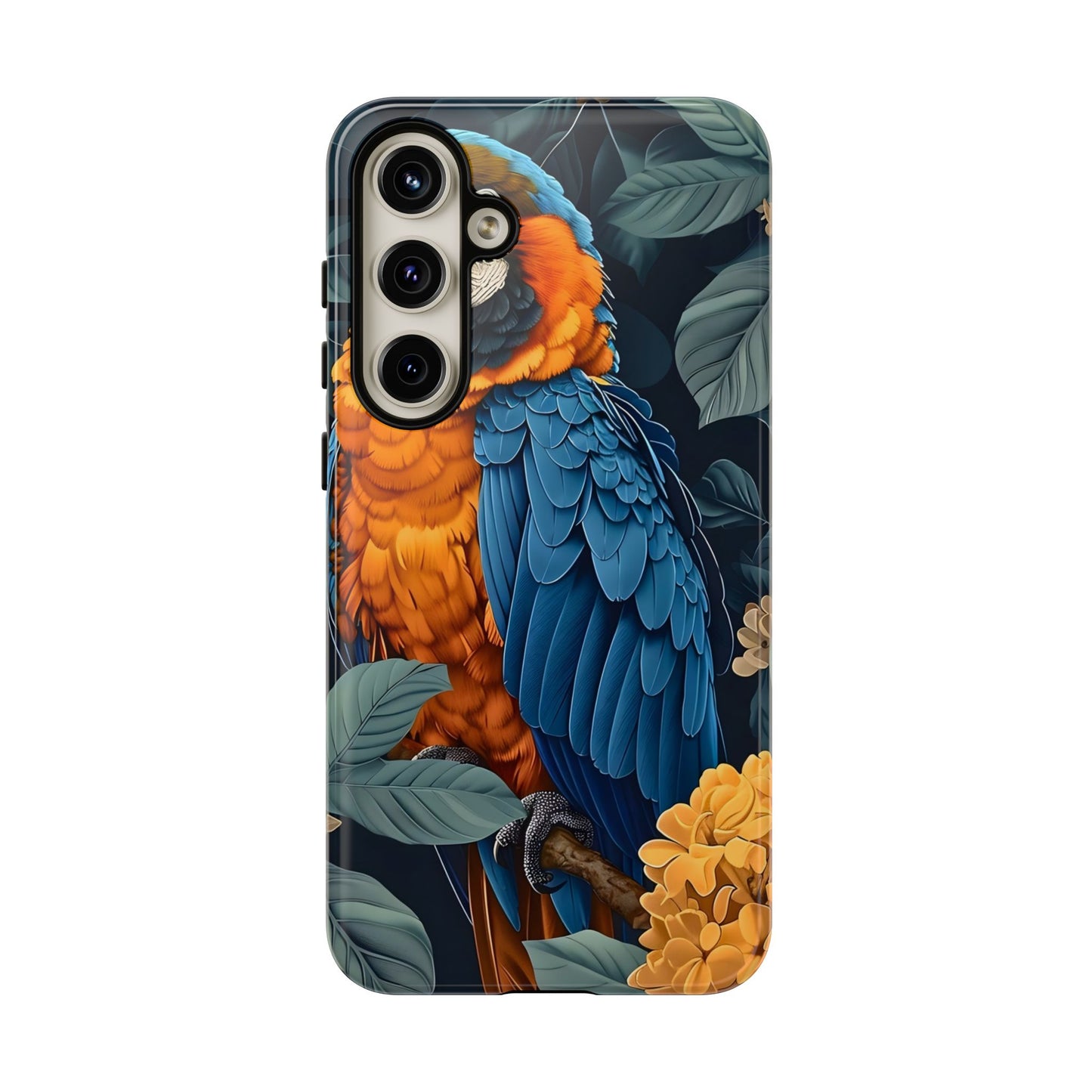 Tropical Parrot Phone Case - Tough Cases, Colorful Phone Cover, Nature Lover Gift, Floral Design, Bird Lover Accessory