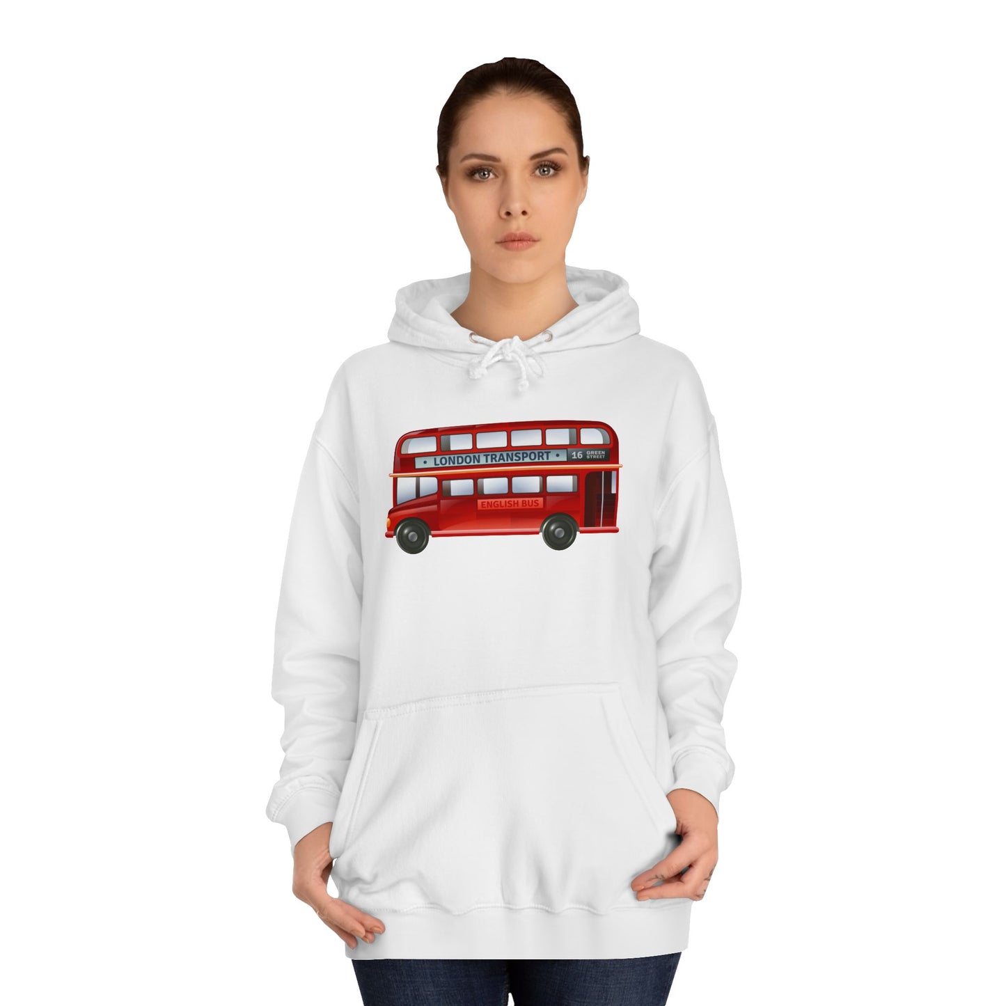 Unisex College Hoodie - Iconic Journeys - London’s Red Double-Decker