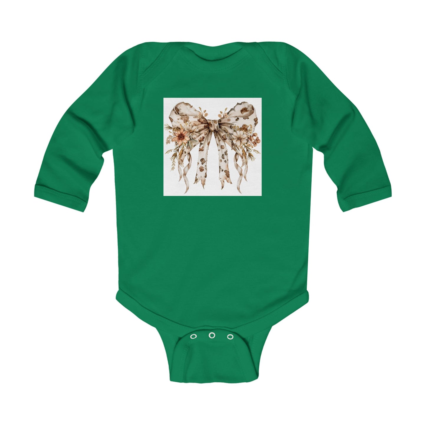 Whimsical Floral Bow Infant Long Sleeve Bodysuit