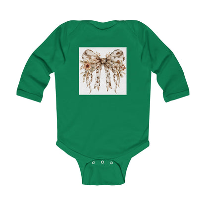 Whimsical Floral Bow Infant Long Sleeve Bodysuit