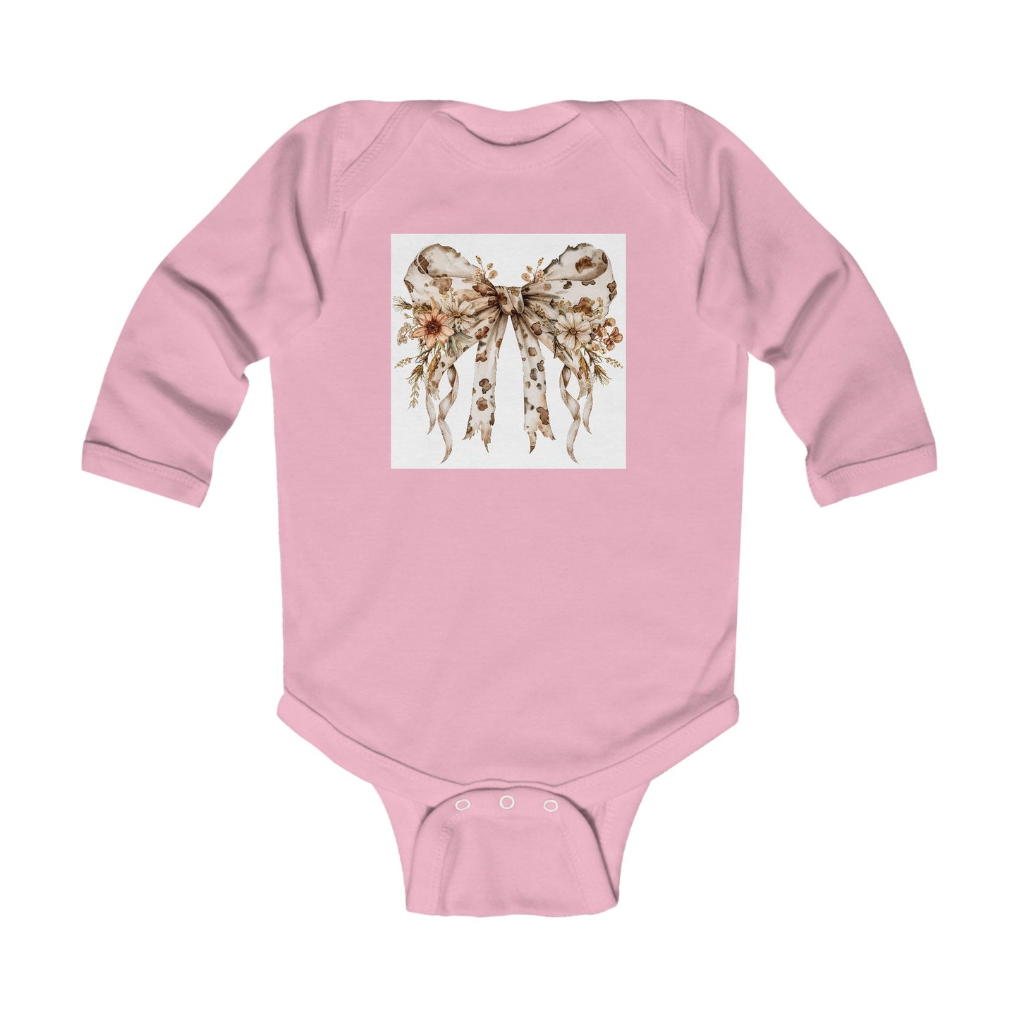 Whimsical Floral Bow Infant Long Sleeve Bodysuit