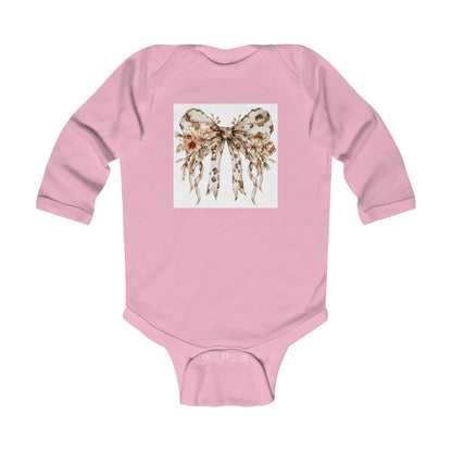 Whimsical Floral Bow Infant Long Sleeve Bodysuit