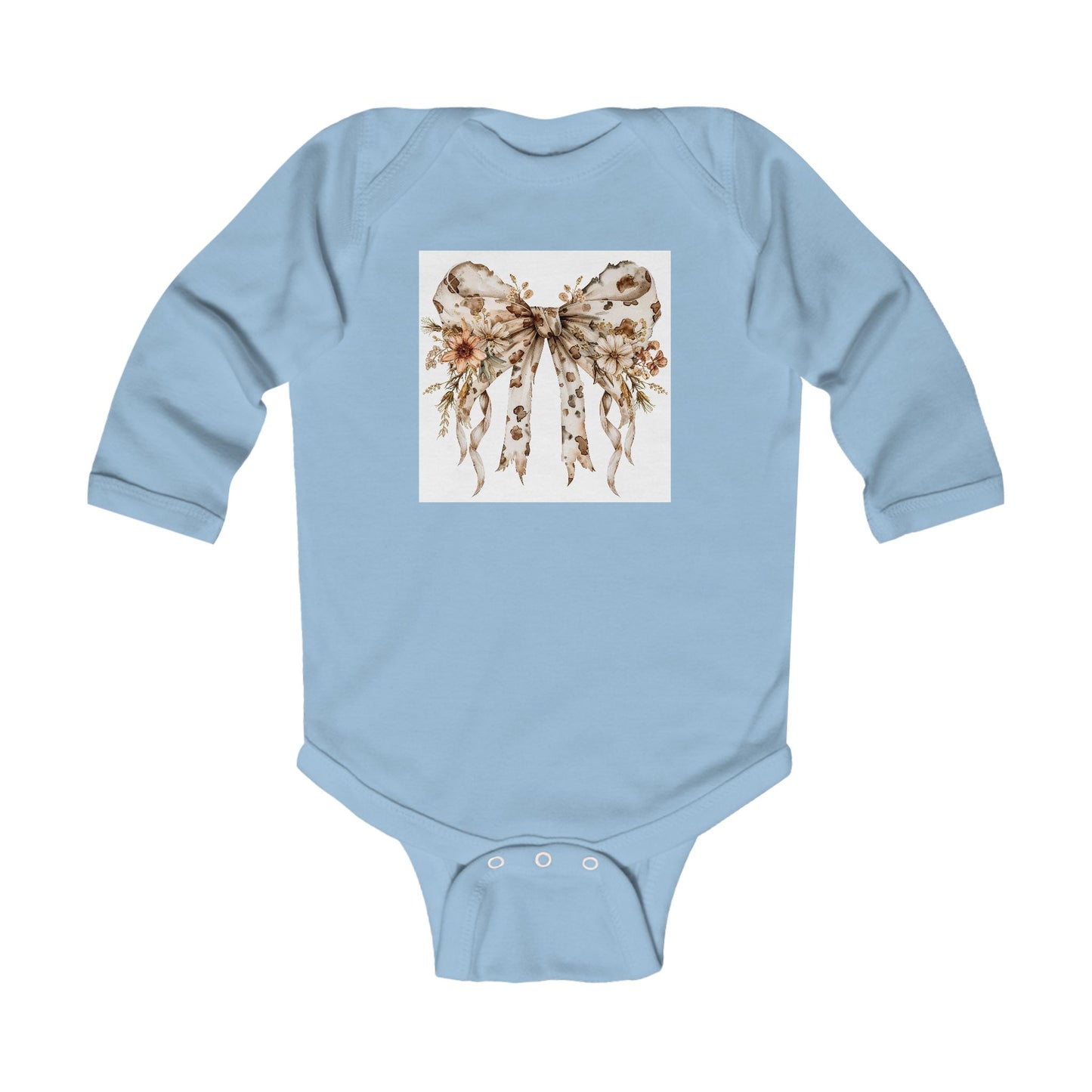 Whimsical Floral Bow Infant Long Sleeve Bodysuit