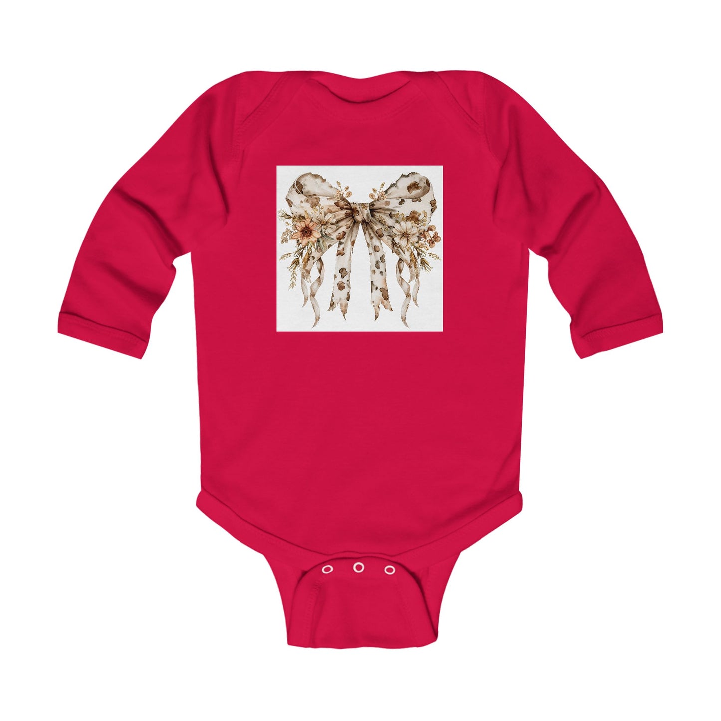 Whimsical Floral Bow Infant Long Sleeve Bodysuit