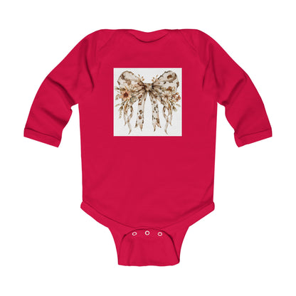 Whimsical Floral Bow Infant Long Sleeve Bodysuit