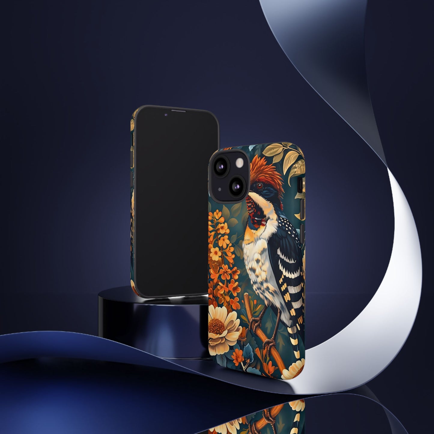 Tough Cases: Floral Bird Phone Case, Vintage Style Cover, Nature Lover Gift, Botanical Design, Spring Inspire Fashion