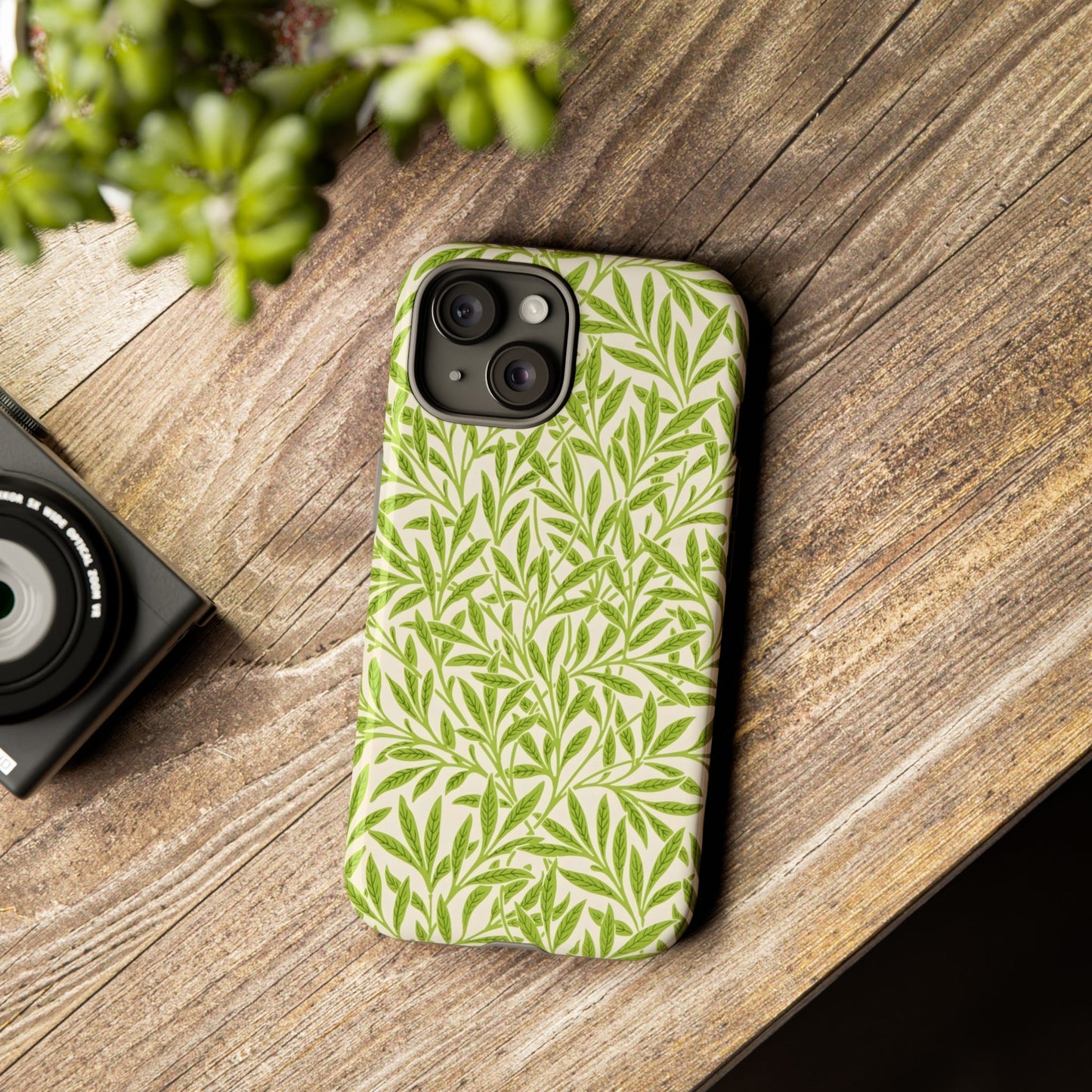 Green Leaf iPhone Case, Tough Cases, Botanical Phone Protection, Eco-Friendly Cover, Nature Lover Gift, Trendy Cell Phone Accessory