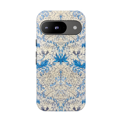 Elegant Floral Phone Case, Tough iPhone Cover, Stylish Mobile Protector, Blue Patterned Case, Unique Gift for Her