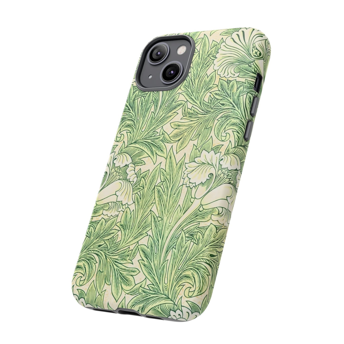 Green Floral Phone Case, Botanical iPhone Cover, Tough Phone Shell, Nature-inspired Gift, Eco-friendly Tech Accessory