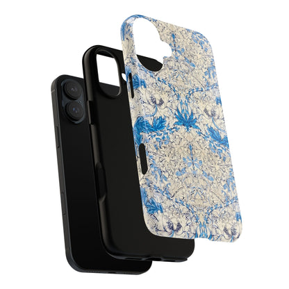 Elegant Floral Phone Case, Tough iPhone Cover, Stylish Mobile Protector, Blue Patterned Case, Unique Gift for Her