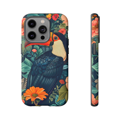 Tropical Toucan Phone Case - Cute Animal Design, Nature Lover Gift, Floral Pattern, Bird Lover Accessory, Summer Vibes