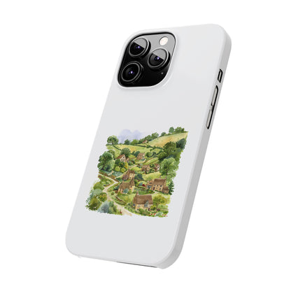 Charming Village Slim Phone Cases - Farmhouse Aesthetic, Rural Life Decor, Nature Gift, Perfect for Travelers