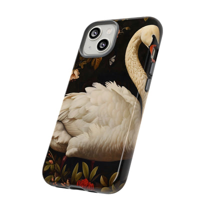 Elegant Swan Phone Case, Floral iPhone Cover, Tough Phone Case, Gift for Her, Nature Lover, Mother's Day, Birthday