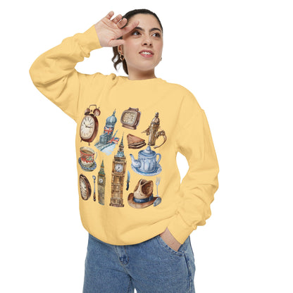 Unisex Garment-Dyed Sweatshirt - Classic England - A Collection of Iconic Imagery