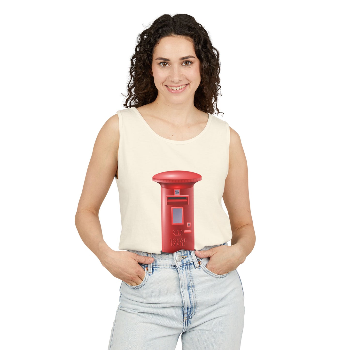 Unisex Garment-Dyed Tank Top - Classic UK Royal Mailbox Design - British Postbox Icon