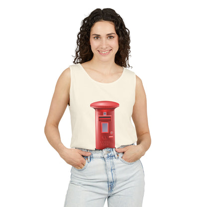 Unisex Garment-Dyed Tank Top - Classic UK Royal Mailbox Design - British Postbox Icon